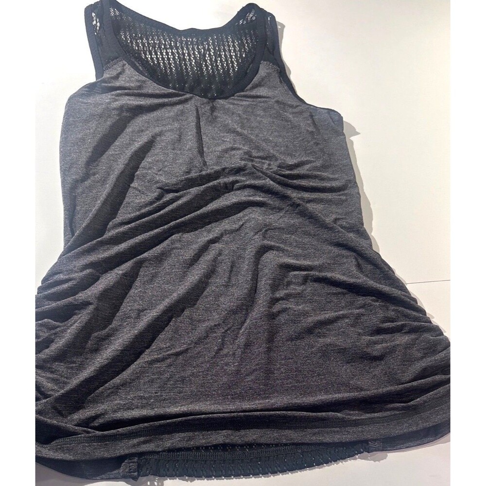 Lululemon Heathered Gray & Black Mesh Racerback Tank Top Womens Activewear